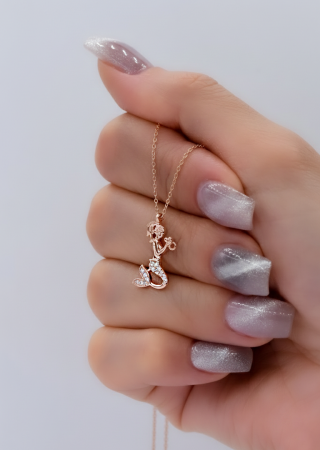 Deniz Kızı Taşlı Gümüş Kolye Rose