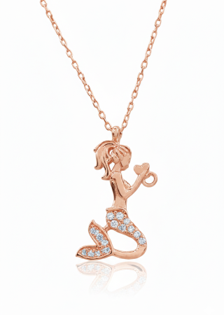 Deniz Kızı Taşlı Gümüş Kolye Rose