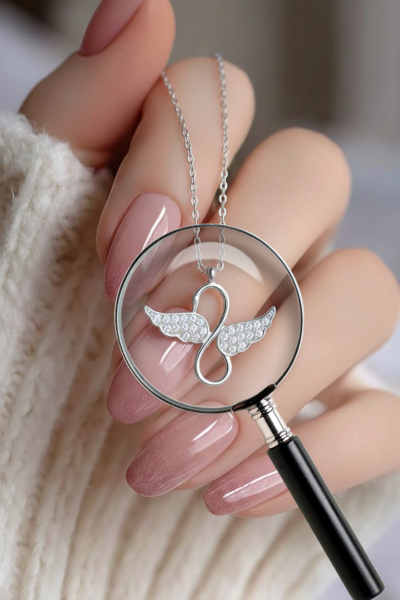 Kuğu Taşlı Gümüş Kolye Rodyum