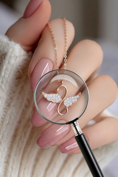 Kuğu Taşlı Gümüş Kolye Rose