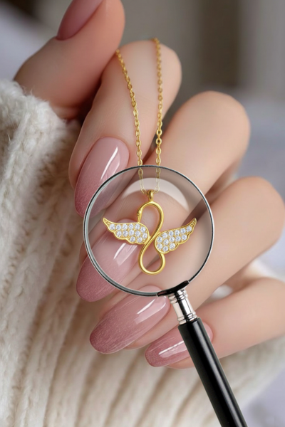 Kuğu Taşlı Gümüş Kolye Gold