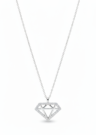 Diamond Taşlı Gümüş Kolye 