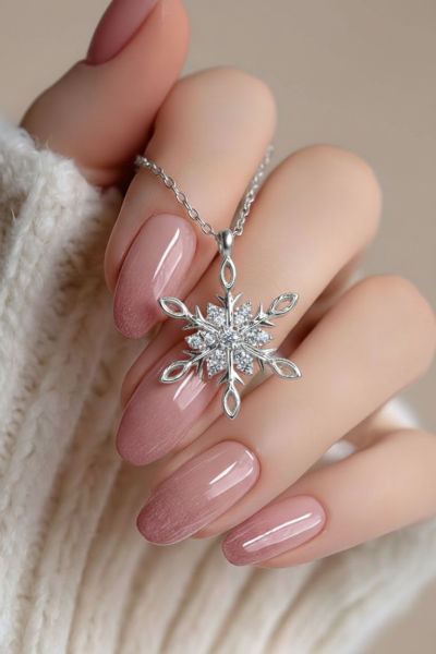 Kar Tanesi Taşlı Gümüş Kolye Rodyum