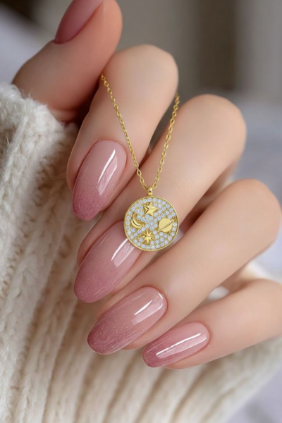 Uzay Gezegen Yıldız Taşlı Gümüş Kolye Gold