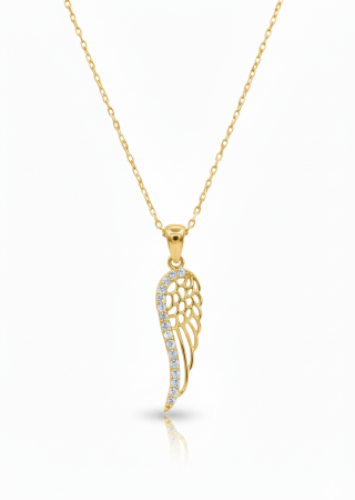 Kanat Taşlı Gümüş Kolye Gold